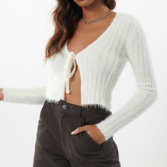 Fuzzy Front-Tie Cardi - Picture 1 of 2